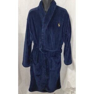 Polo Ralph Lauren Plush Bath Robe Unisex S/M Blue Classic Soft Terry Pony Logo